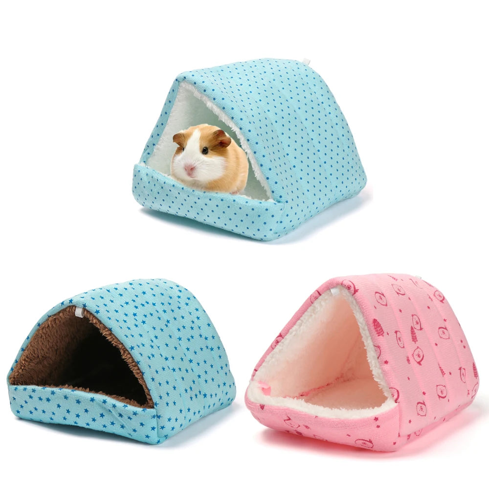Winter Cute Cartoon Rabbit Squirrel Mini Cage Guinea Pig Nest Small Animal Mice Rat Pet Sleeping Bed Hamster House Warm Soft Mat