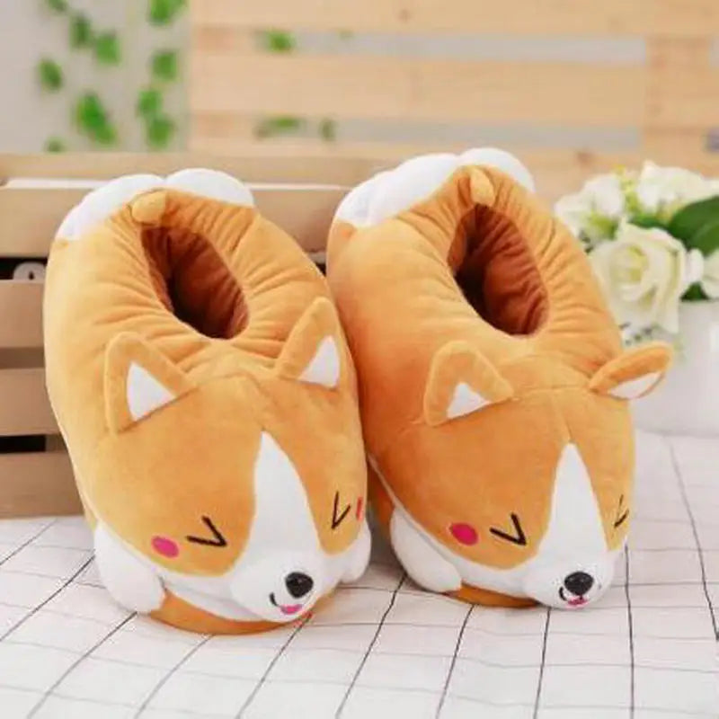 Winter Warm Indoor Floor Bedroom Cotton Koi Dog Slippers Cartoon Cute Plush Keji Slippers Home Slip Cotton Pad Shoes