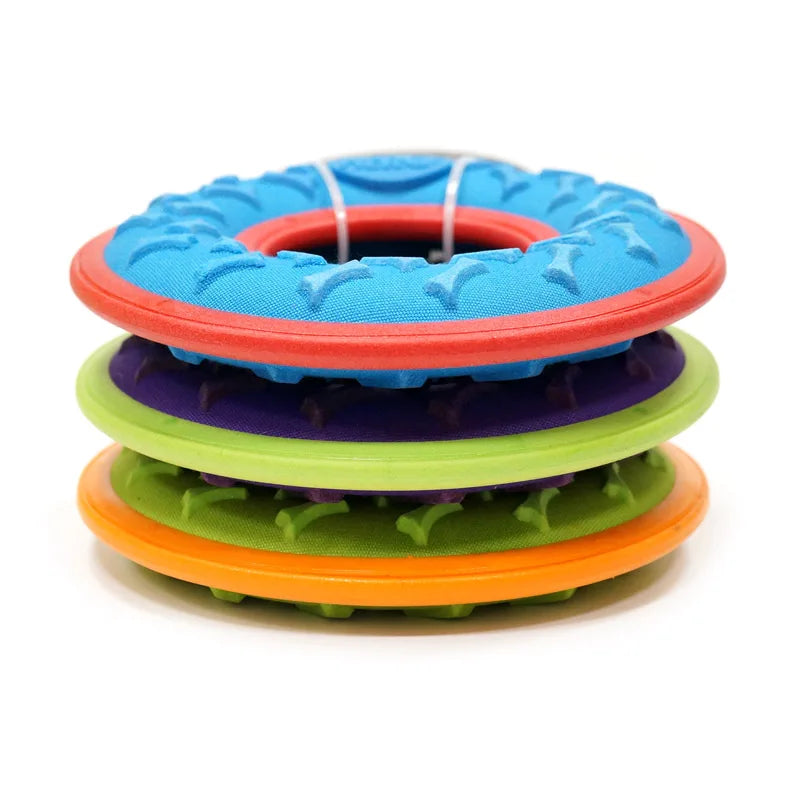 CAITEC Dog Toys Squeaky Flying Ring Durable Fit for Outdoor Throwing Suitable for Medium to Large Dogs