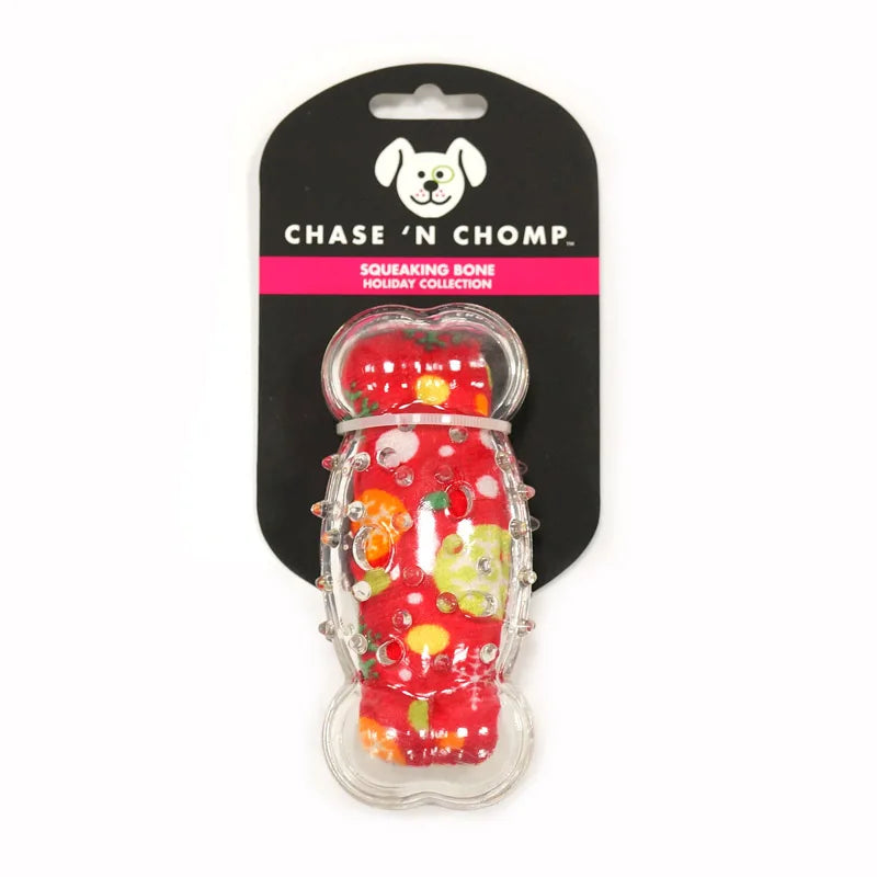 CAITEC Dog Toys Squeaking Bone Springy Suitable for Tossing and Chasing Soft Dog Toys of Holiday Series