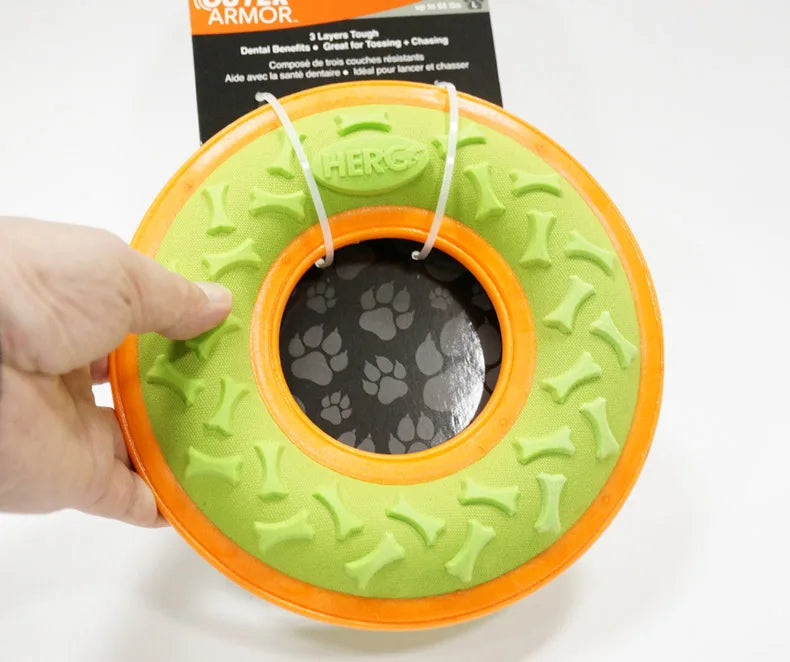 CAITEC Dog Toys Squeaky Flying Ring Durable Fit for Outdoor Throwing Suitable for Medium to Large Dogs