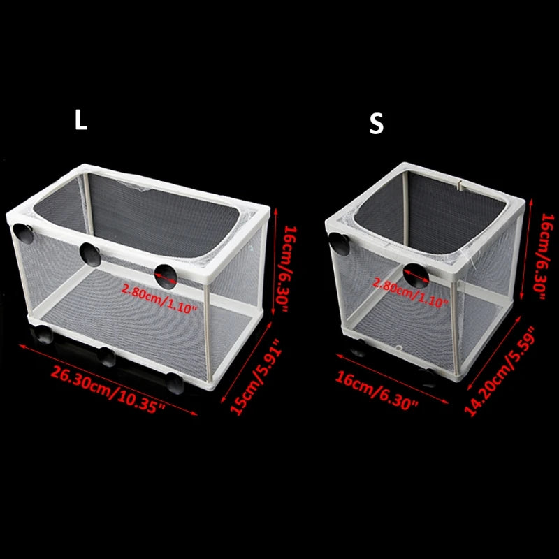 Fish Tank Aquarium Guppy Breeding Breeder Fish Baby Gauze Trap Box Isolator S/L