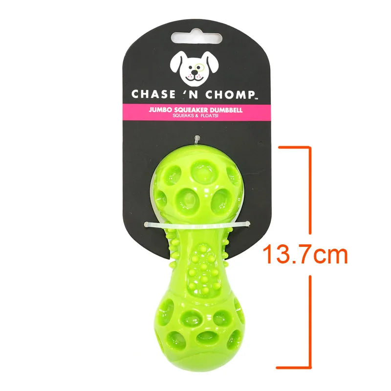 CAITEC Dog Toys Squeaking Dumbbell Durable Floatable Springy Great for Tossing and Chasing 2 Sizes Bite Resistant Toy