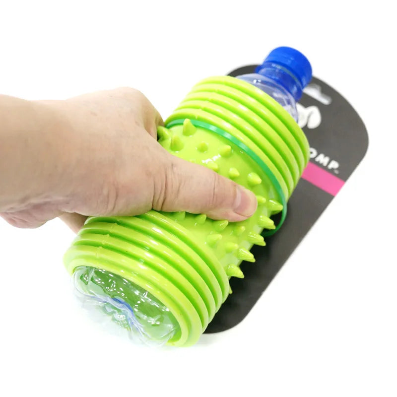 CAITEC Dog Toys Plastic Bottle Sleeve Dog Can Enjoy the Crunchy Sound Springy Chow Toy You Can Replace the Bottle by Yourself