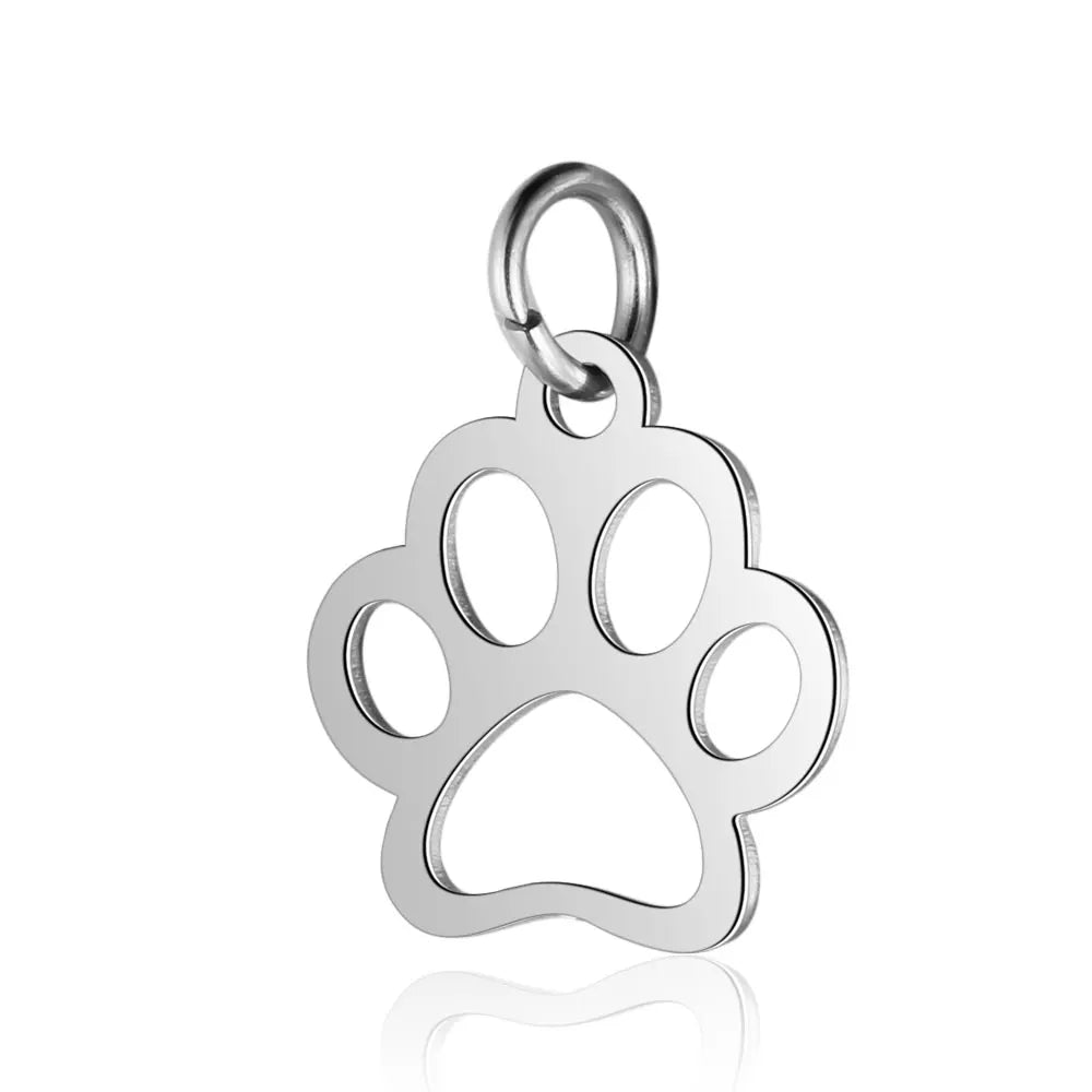 5pcs/lot 316 Stainless Steel Dog Paw Cat Animal Charm Wholesale Sun Om Connector Yoga Lotus Heart DIY