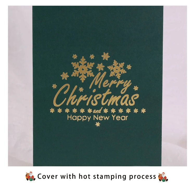 3D Shining Bling Christmas Tree Pop Up Greeting Cards With Envelope Blessing Message Postcard For Xmas New Year Gifts