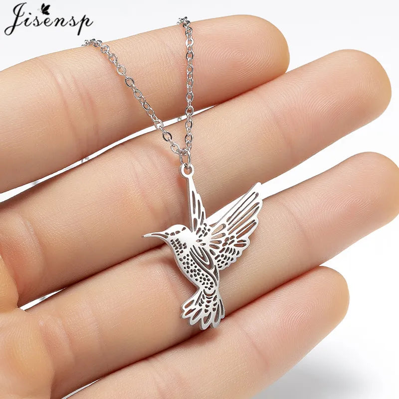 Stainless Steel Origami Cat Necklaces Lovely Animal Kitten Jewelry Cat on the Moon Pendant Necklace Women Bijoux Collane