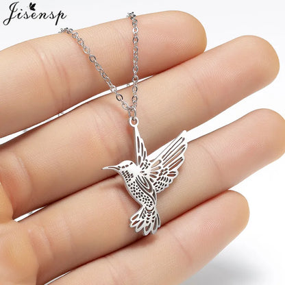 Stainless Steel Origami Cat Necklaces Lovely Animal Kitten Jewelry Cat on the Moon Pendant Necklace Women Bijoux Collane