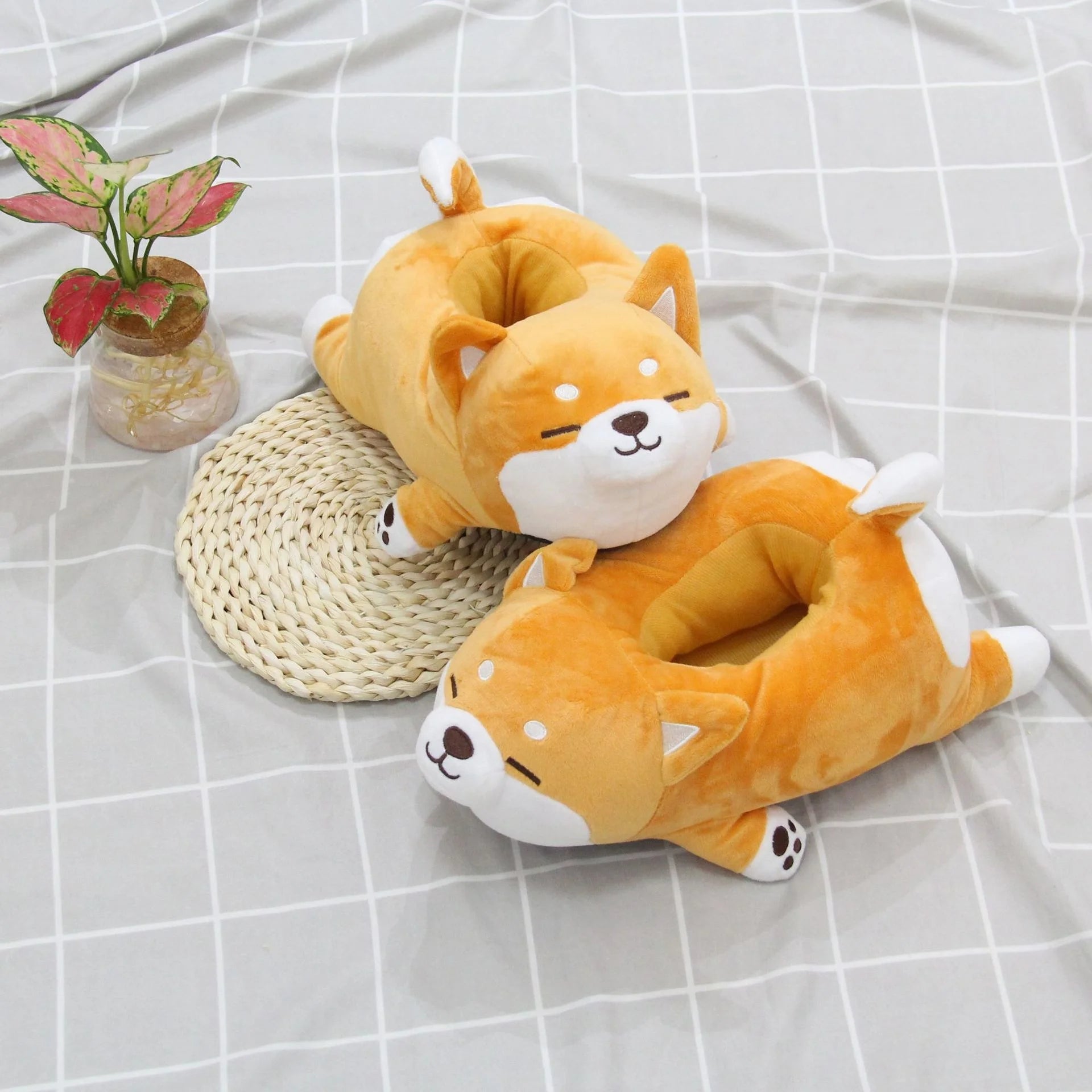 Funny Slipper 2021 Cute Soft Cute Lazy Shiba Inu Dog Slippers Animal Puppy Home Plush Cotton Shoes