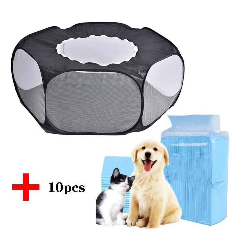 Portable Small Pet Cage Transparent Hedgehog Cage Tent Pet Playpen Open Folding Yard Fence For Dog Hamster Rabbit Guinea Pig