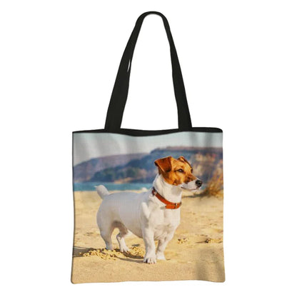 Jack Russell Terrier Women Tote Bag Labrador Print Pets Dog Student Casual Daily Use Single Handbags Portable Shoulder Bag Gift