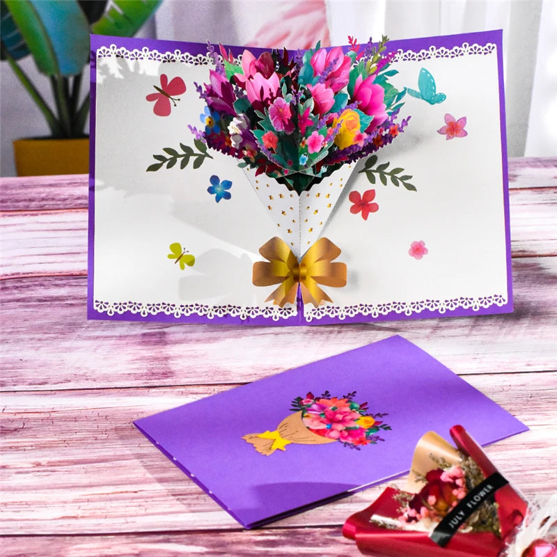 3D Cards Flowers Birthday Card Anniversary Maple Cherry Tree