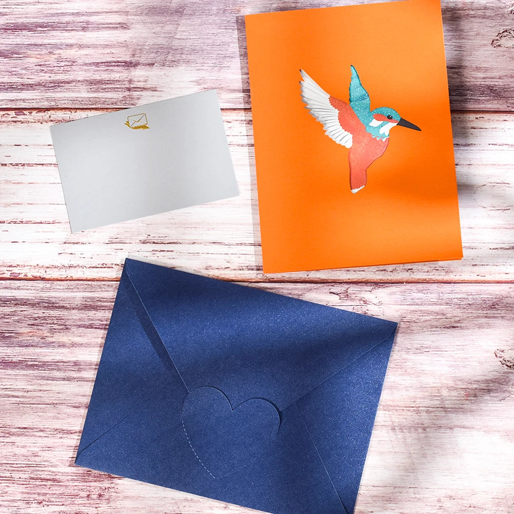 3D Pop Up Hummingbird Birthday Card with Envelope Animal Greeting Cards Handmade Gift Mothers Day Anniversary