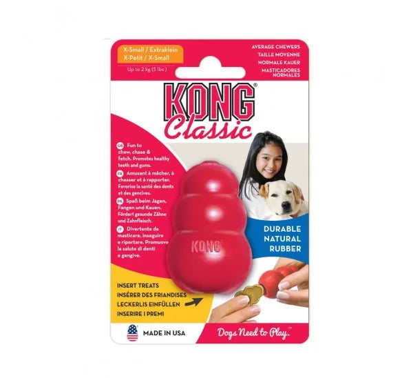 XS-Size KONG Classic Dog Chew Toy Collection Up to 5lbs(2kg)