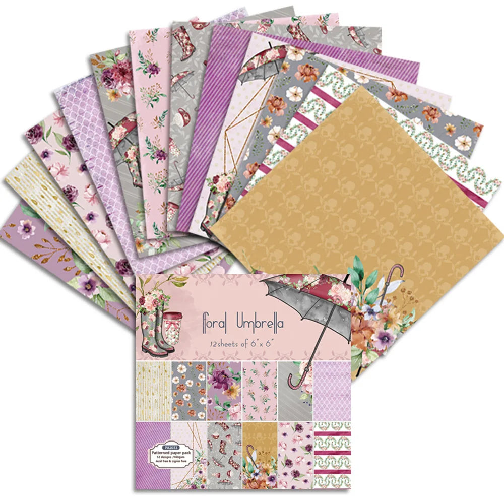 12Sheets Vintage Flower Scrapbooking Material Paper Pads Art Background 6x6