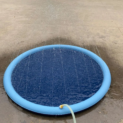 150/170cm 夏用犬用スイミングマット インフレータブルウォータースプレーバスタブ 屋外インタラクティブ噴水 犬・猫・子供用おもちゃ