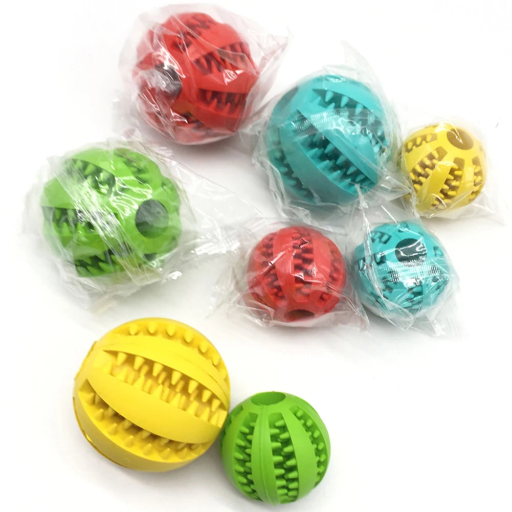 Dog Food Treat Feeder Funny Pet Interactive Rubber Ball Dogs Chew Toy Tooth Cleaning Ball Puppy Training Bite Resistant Toy Ball