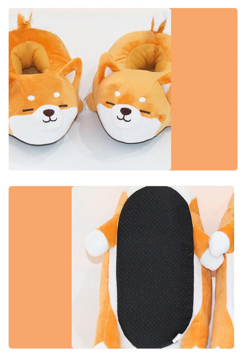 Funny Slipper 2021 Cute Soft Cute Lazy Shiba Inu Dog Slippers Animal Puppy Home Plush Cotton Shoes