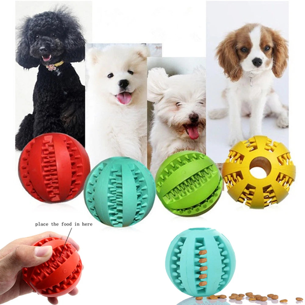 Dog Food Treat Feeder Funny Pet Interactive Rubber Ball Dogs Chew Toy Tooth Cleaning Ball Puppy Training Bite Resistant Toy Ball