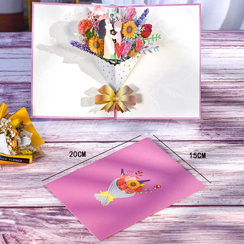 Pop-Up Flower Card Flora 3D Greeting Card for Birthday and Festivals