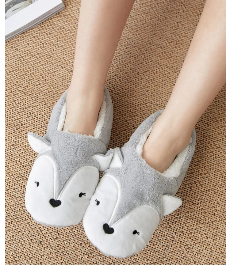 Fluffy Slippers Women winter warm Unicorn Dog Anti Slip Kawaii Fuzzy Ladies Panda Plush Soft Female Cartoon Shoes Home Indoor