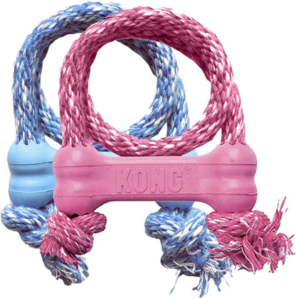 KONG KP51 Puppy Goodie Bone with Rope (XS) Red/Pink/Blue