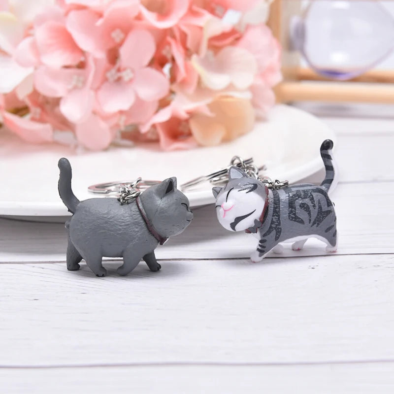 1Pc 10.5cm Cute Cartoon Cat Pendant Key Rings Kitten Cat Key Chain Shake Head Car Bag Keychains