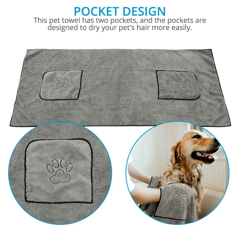 Super Absorbent Big Puppy Pet Dog Towel Bathrobe Bath Towels Quick-Drying Cat Bath Towel Bath Supplies Dog Towel Microfiber