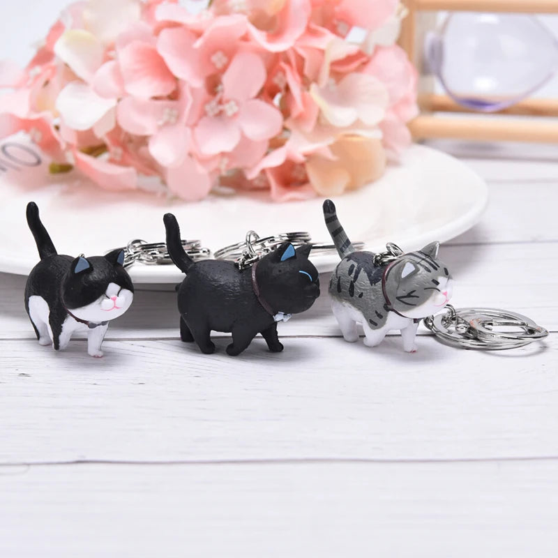 1Pc 10.5cm Cute Cartoon Cat Pendant Key Rings Kitten Cat Key Chain Shake Head Car Bag Keychains