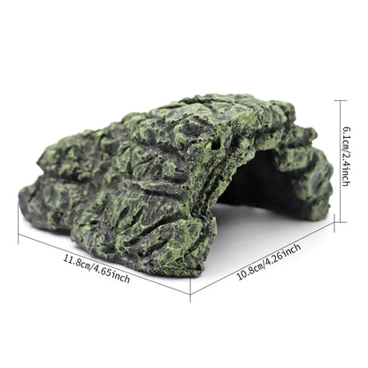 Fish Hiding Cave Aquarium Non-Toxic High Simulation Crawling Turtle Reptile Basking Hide Habitat Tank Decoration Ornament