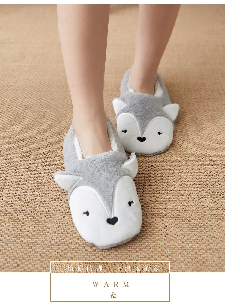 Fluffy Slippers Women winter warm Unicorn Dog Anti Slip Kawaii Fuzzy Ladies Panda Plush Soft Female Cartoon Shoes Home Indoor