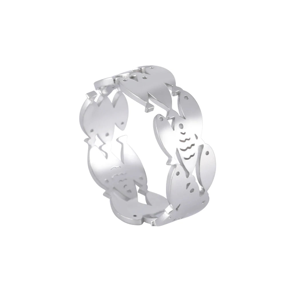 Skyrim Adjustable Ring for Women Stainless Steel Cat Snake Cross Dog Paw Lightning Angel Wing Couple Ring 2024 Trendy Jewelry