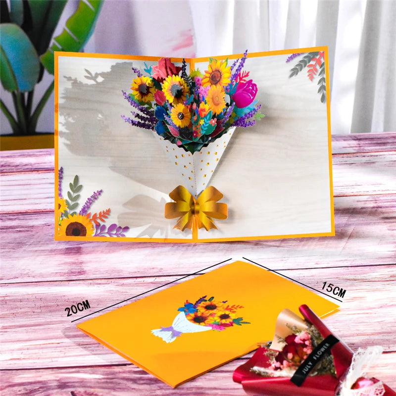 Pop-Up Flower Card Flora 3D Greeting Card for Birthday and Festivals