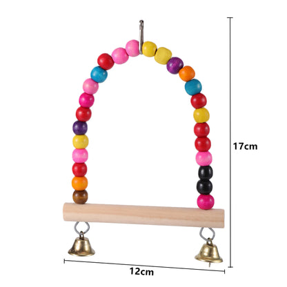 Bird Toys Set Swing Chewing Training Toys Small Parrot Hanging Hammock Parrot Cage Bell Perch Toys with Ladder Pet Supplies 1pc
