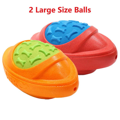 CAITEC Dog Toys Football for Dogs Floatable Squeaky Hard and Firm Fit for Outdoor Throwing Suitable for Medium to Large Dogs