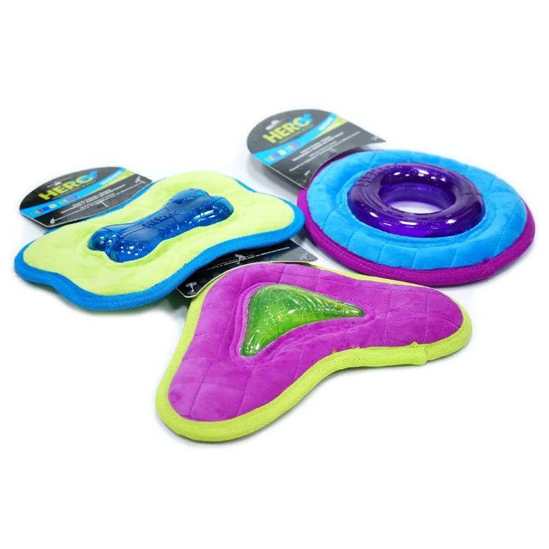 HERO Dog Toys Fabric Flying Disc Soft Squeaky Interactive Dog Toys Suitable for Small to Large Dogs