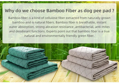 Dog Pee Pad Reusable Washable Dog Urine Mat Bamboo Fiber Sofa Waterproof Absorbent Puppy Cat Training Diaper Mat Pet Supplies