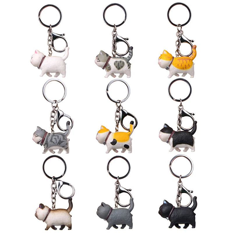 1Pc 10.5cm Cute Cartoon Cat Pendant Key Rings Kitten Cat Key Chain Shake Head Car Bag Keychains