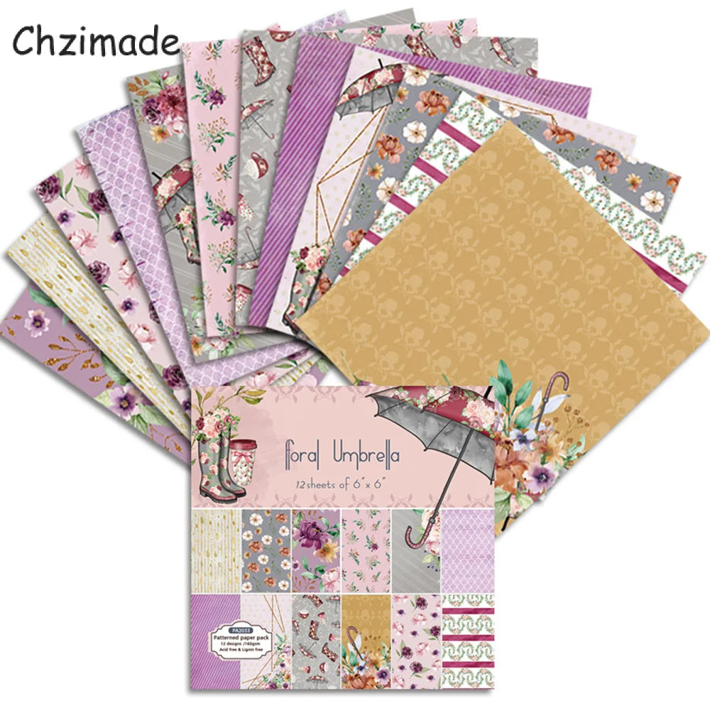 12Sheets Vintage Flower Scrapbooking Material Paper Pads Art Background 6x6