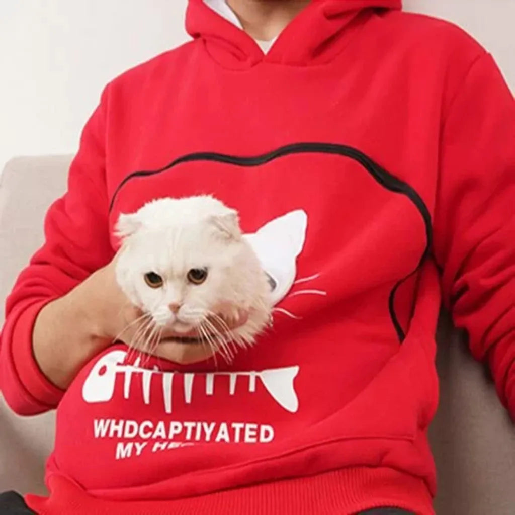 Winter Hoodies Sweatshirt Man Women Animal Pouch Hood Pullover Blouse Tops Lady Carry Dog Cat Breathable Sweatshirts