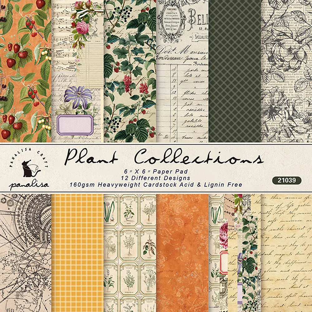 12Sheets Vintage Flower Scrapbooking Material Paper Pads Art Background 6x6