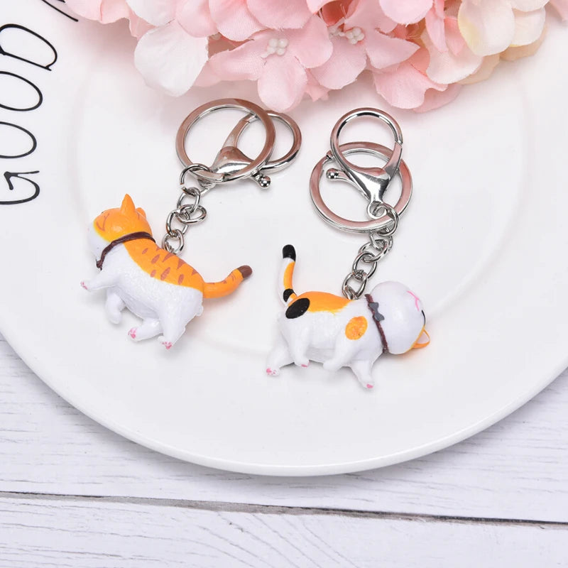 1Pc 10.5cm Cute Cartoon Cat Pendant Key Rings Kitten Cat Key Chain Shake Head Car Bag Keychains