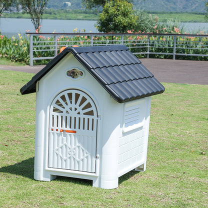 Outdoor Plastic Dog Kennel – Rainproof, Ventilated, Detachable