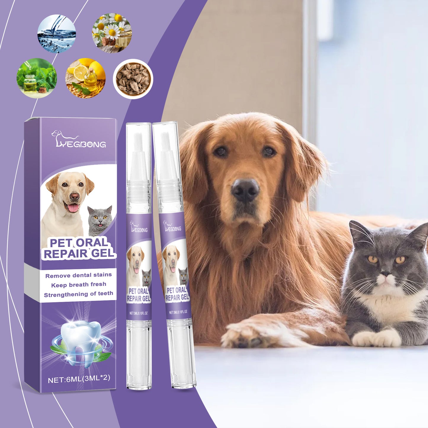 2pcs 3ml Pet Teeth Cleaning Gel Fresh Breath Tooth Whitening Toothbrush Tartar Removal Oral Care Teeth Repairing Dog Dental Pen