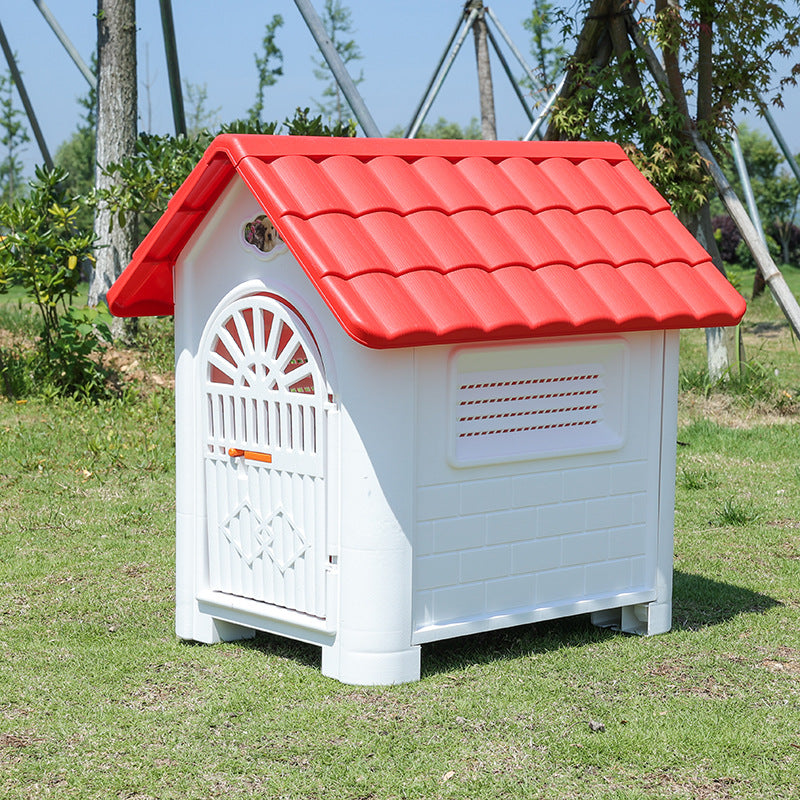Outdoor Plastic Dog Kennel – Rainproof, Ventilated, Detachable