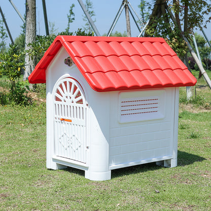 Outdoor Plastic Dog Kennel – Rainproof, Ventilated, Detachable