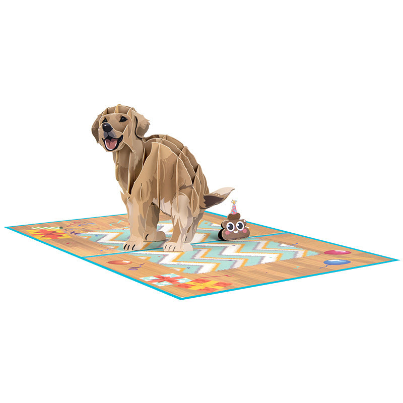 Funny Labrador 3D Birthday Cards Gift with Envelope Creative 3D Dog Greeting Card