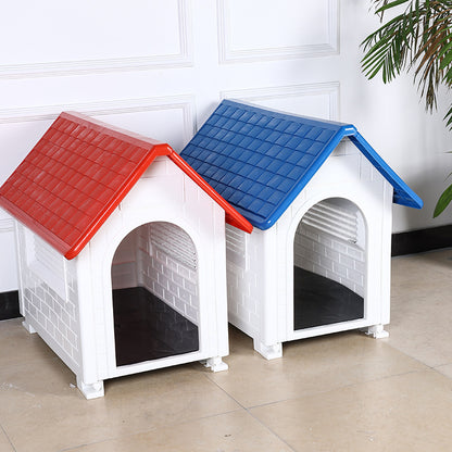 Outdoor Plastic Dog Kennel – Rainproof, Ventilated, Detachable
