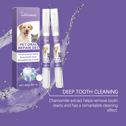 2pcs 3ml Pet Teeth Cleaning Gel Fresh Breath Tooth Whitening Toothbrush Tartar Removal Oral Care Teeth Repairing Dog Dental Pen