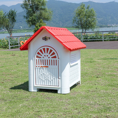 Outdoor Plastic Dog Kennel – Rainproof, Ventilated, Detachable